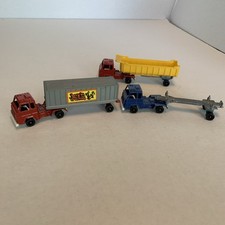 Vtg Set Of 3 Tootsie Toy Die Cast Cab over Trucks With Trailers Made In USA
