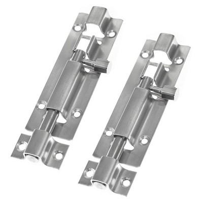 LDEXIN 2Pcs Door Security Slide Latch Lock, 4 inch/100mm Heavy 4''/100mm, 2pcs