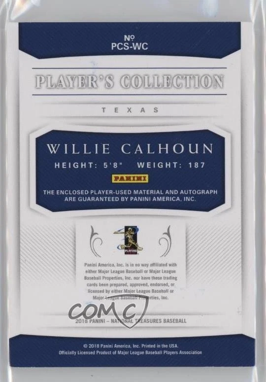 2018 Panini National Treasures /99 Willie Calhoun #PCS-WC Rookie Auto RC - Image 2 of 2