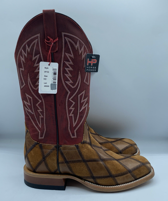 #ad Horse Power Anderson Bean Boots HP1103 Mens 9 D Brown Suede Patchwork Red $239.97
