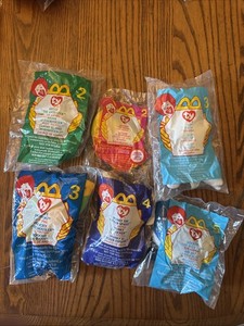 ty McDonald Beanie Baby (2) Snake; Anteater: (3) Flip Cat; Smooch Frog: