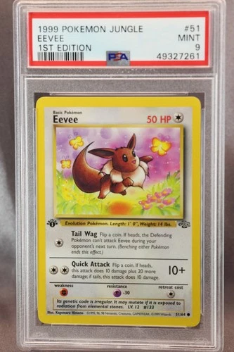 1999 Pokémon Eevee, 1st Edition Jungle #51/64, PSA 9 Mint