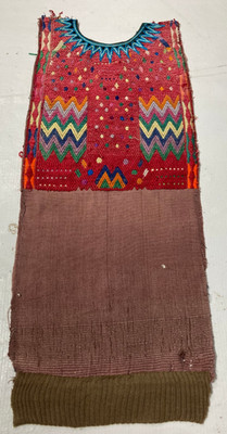Vintage Guatemaltekische Maya Huipil besticktes Textilfragment 67x25 cm