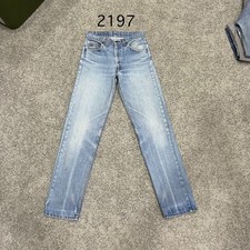 Vintage 80 USA LEVI 505 Orange Tap Actual 28x31.5 Light Wash Blue Distressed