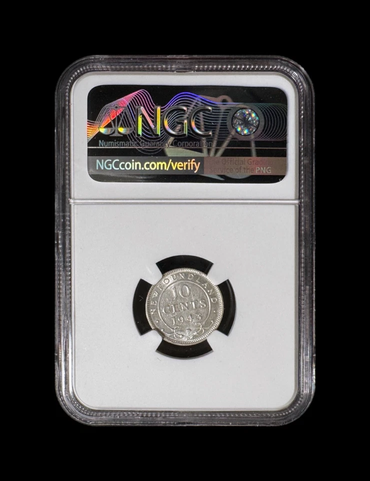 CANADA. 1943, 10 Cents, Silver, C - NGC AU58 - KGVI, Newfoundland - Image 4 of 4