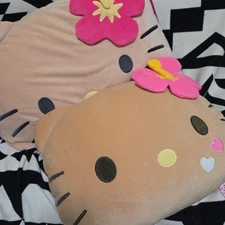 Sanrio Hello Kitty Sun-tanned Die-cut Cushion Pillow Set with Cover New
