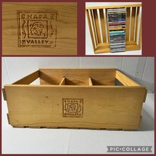 Vintage Wooden Napa Valley 99 CD Crate Music Collection Holder Shelf Display