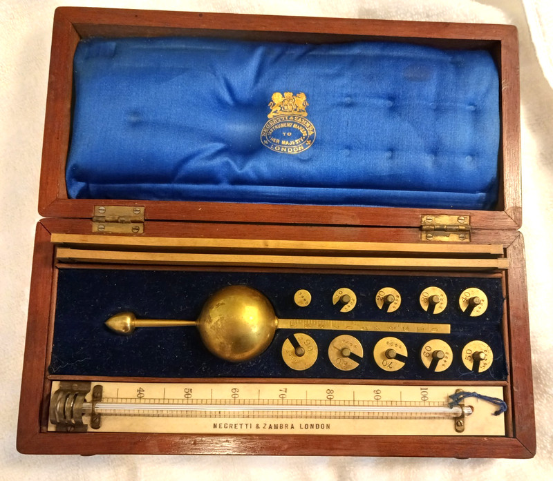 Negretti & Zambra Distiller's Hydrometer Complete Set