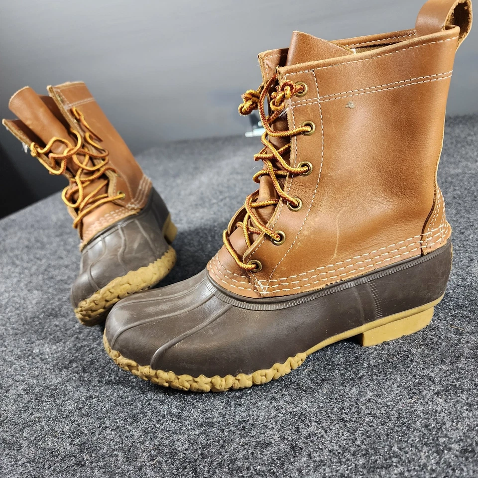 Bean Boots By L.L. Bean Duck Boots Youth Size 4 Brown Leather Lace Up Hunting - Image 3 of 4