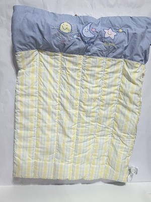 Vintage JUST BORN celestial Baby Crib Quilt Sun Moon Stars Yellow Blue