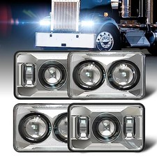 DOT Approved 4X6 Inch LED Headlights 120W Compatible with Kenworth T800 chrome