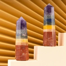 7 Chakra Crystal Tower Point Obelisk, Meditation, Healing Crystal Gift & Decor
