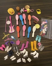 Vintage Barbie Accessories Lot Shoes Combs Brushes