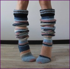 Women's Wool Knee Socks Leg Warmers Fashion Y2K Leggings Striped Long Knee