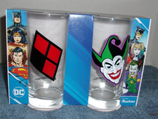 COMP SET 6 DC COMICS 10oz DRINKING GLASSES JLKER WONDER WOMAN SUPERMAN NIB