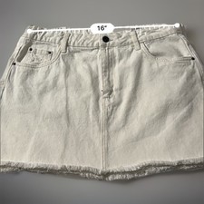 Cotton On White Denim Mini Skirt Size 10 NWT Raw Hem Lightly Distressed Frayed