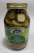 Amish Wedding Sweet Garlic Dill Pickles Ready to Eat USA Made 32 Oz
