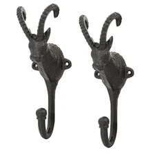 Sungmor Cast Iron Goat Hooks Vintage Farmhouse Wall Hanger Entryway Key Hat Hook