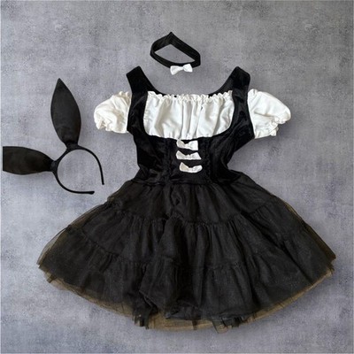 Black & White Bunny Girl Cosplay Costume with Ears & Frills Japan