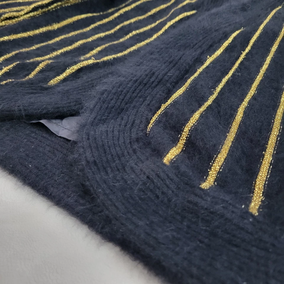 Abrigo Suéter Vintage Kamiran Piel Conejo Negro Dorado Talla Grande Y2k  Foto 4 de 4