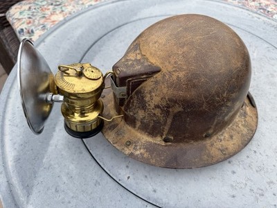 Early 1900s MSA (Mine Safety Appliances) ''Skullgard'' miner's helmet Carbide Lamp