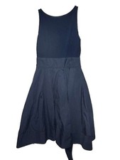 Lauren Ralph Lauren Dress Women Size 2 Blue Black Sleeveless Bouffant Empire