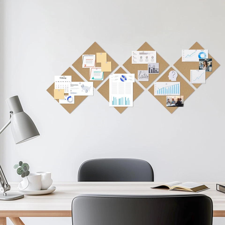 Cork Board Bulletin Board 12x12,1/2" Thick Cork Board Tiles 6 Pack, Self-Adhe... - Image 3 of 4