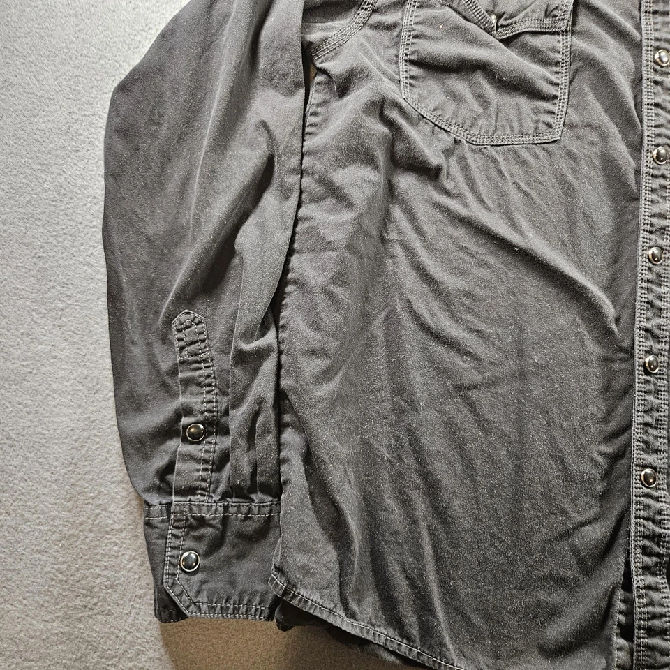 Southpole Premium Shirt Mens Medium Black Long Sleeve Snap Button Embroidered - Image 2 of 4