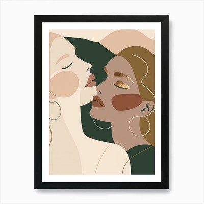 Zwei Frauen küssen 11 Kunstdruck gerahmt Wandbild Poster Leinwanddruck Bild
