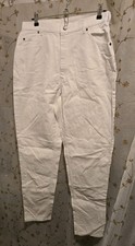 Vtg Lee Women  Sz 32x33 White Cotton Denim High Waist Mom Jeans Straight Leg