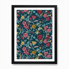 Floral Charm London Fabrics Floral  Framed Wall Art Poster Canvas Print Picture