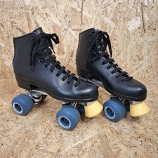 Vintage Style Rollschuhe schwarz Leder USA Sure-Grip Roadrider Rollen Gr&ouml;&szlig;e 6