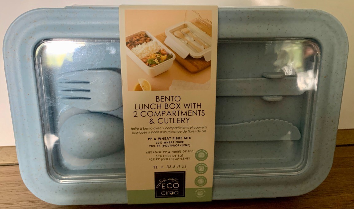 Bento Lunch Box Compartments w Cutlery by Go Eco Ciroa, 1L,