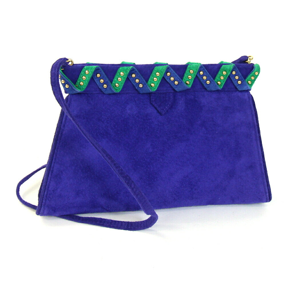 Borsa a tracolla Yves Saint Laurent blu viola scamosciata usata pochette a tracolla YSL