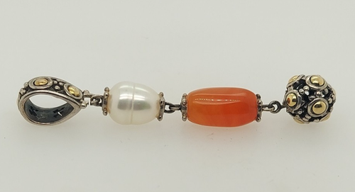 John Hardy Anhänger Sterlingsilber 18 Karat Gelbgold Karneol Perle - Bild 2 von 4