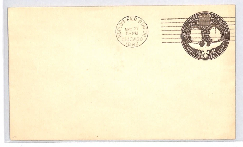 USA Stationery Cover 10c COLUMBUS Chicago *WORLD'S FAIR* 1893 May Machine XU129 - Image 3 of 4