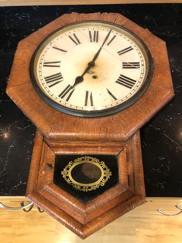 ANTIQUE NORLEIGH DIAMOND NORVELL SHAPLEIGH HDW SCHOOLHOUSE OCTAGON WALL CLOCK