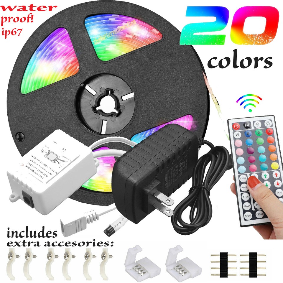 5M RGB LED Strip Light Kit - 5050 SMD, 44 Key Remote, 12V, Waterproof (IP65) For Indoor/Outdoor Decor 10 thumbnail image