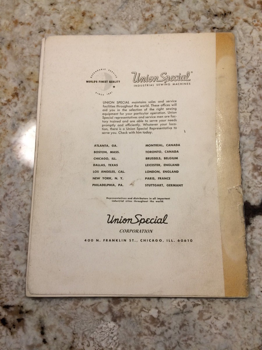 Instructions & List of Parts catalog 127FA UNION SPECIAL