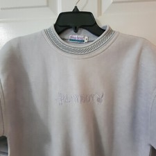 Vintage 80s Playboy Snowbunny Embroidered Sweatshirt Snowflakes W/Shoulder Pads