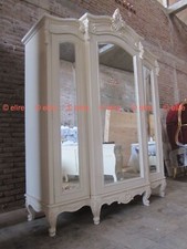 BESPOKE Large Armoire wardrobe with mirrors Rococo solid mahogany wood white 