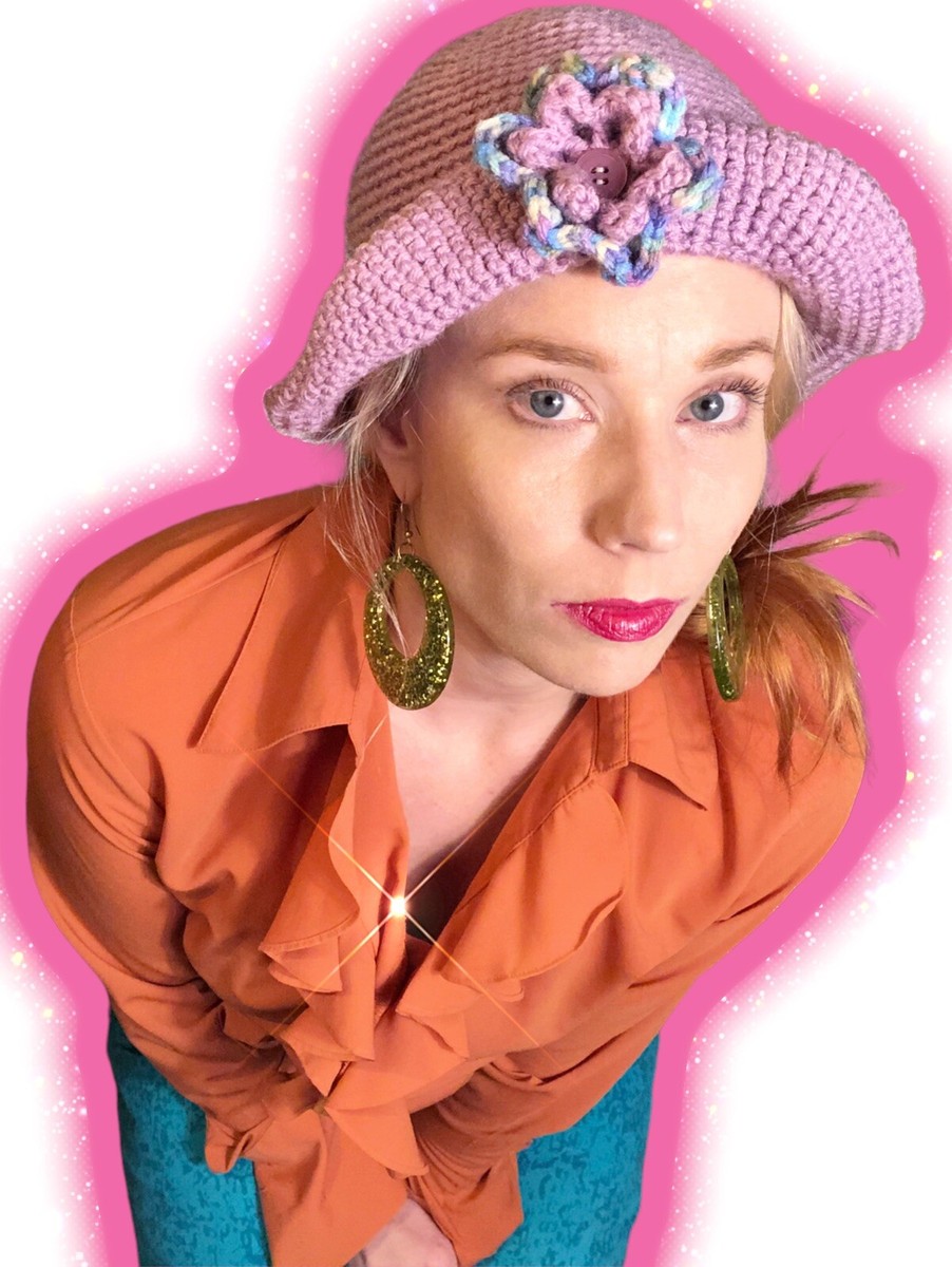 🤍💜💙Lot of 2 90s Handmade Hand Knit Flower Power Pastel