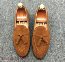 Brogue Men's Suede Leather Tassels Formal Business Slip On Loafers Casual Dress