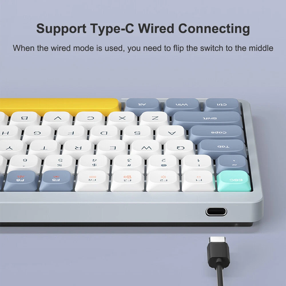 iBlancod 84-Key Mechanical Keyboard with 2.4G BT5.0 Type-C 3 Modes RGB Backlit