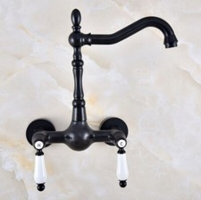 Black Oil Rubbed Brass Kitchen Faucet Bathroom Sink Mixer Tap Wall Mount snf856