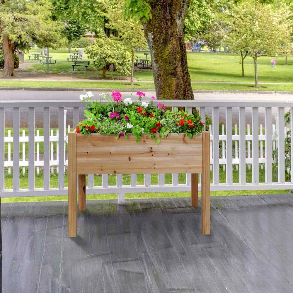 Homestead 18 in. x 36 in. Cedar Elevated Garden Planter (Tool Free