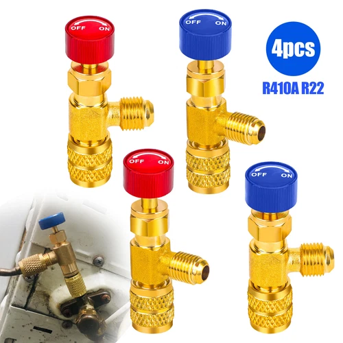 4pcs Liquid Safety Valve, R410A R22 Air Conditioning Refrigerant Charging Valve
