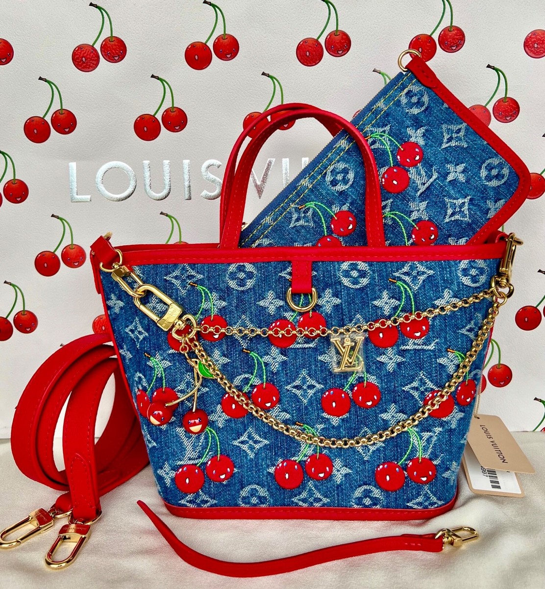 k*9様 LOUIS VUITTON Louis Vuitton Takashi Murakami 2025 CHERRY Denim Neverfull