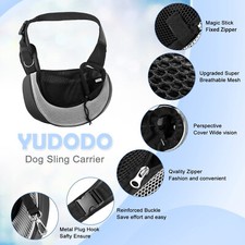 NEW YUDODO Pet Dog Sling Carrier purse Mesh gray Medium 5-12 lbs. dog