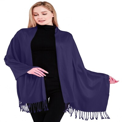CJ Apparel Indigo Blau Einfarbig Design Schal Sekundenschal Stola Pashmina